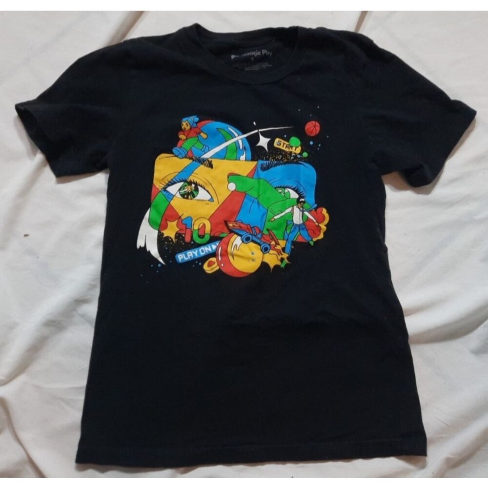 Google Play T-shirt Adult Small Black Graphic